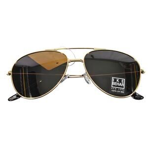 IKE BEHAR NEW YORK MEN’S & WOMEN’S GOLD FRAME SUNGLASSES – 100% UV PROTECTION